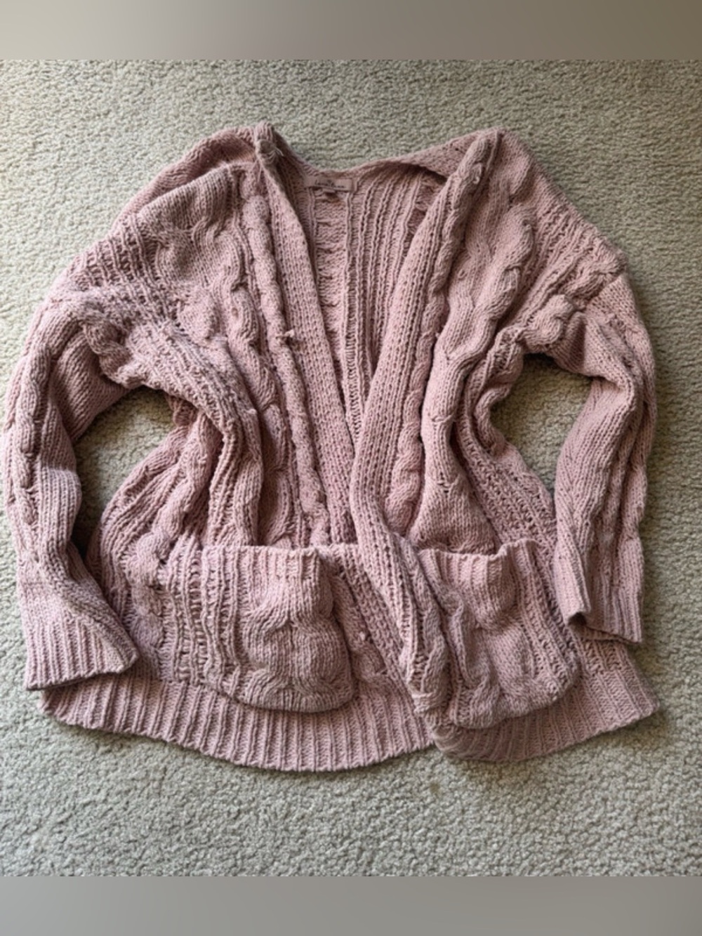 Fashion Nova Dusty Pink Cable Knit Open Cardigan sexy y2k